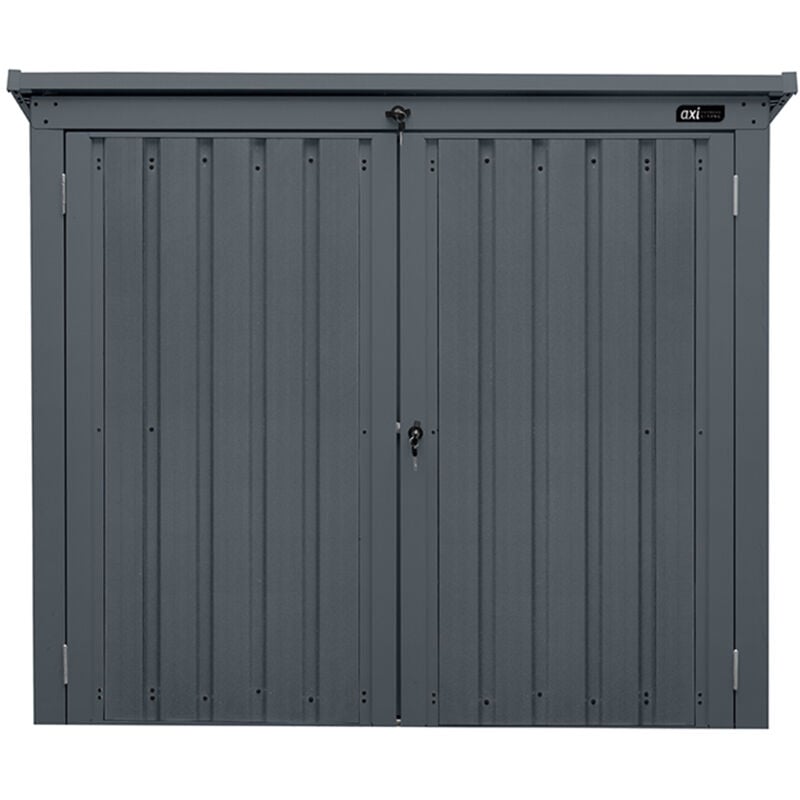AXI Oscar Cache Poubelle Métallique Anthracite/Acier Galvanisé Résistant aux Intempéries - Abri Poubelle pour 2 conteneurs - Max. 240L- Abri Poubelle