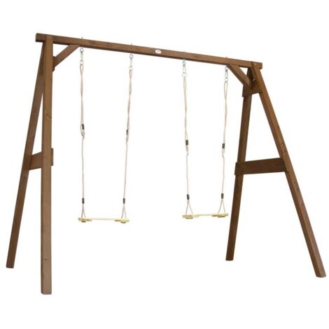 AXI – Portique en bois FSC avec 2 balançoires – Bois de Hemlock – Dimensions 256 x 160 x 215 cm – Poids max 150 kg – Montage facile