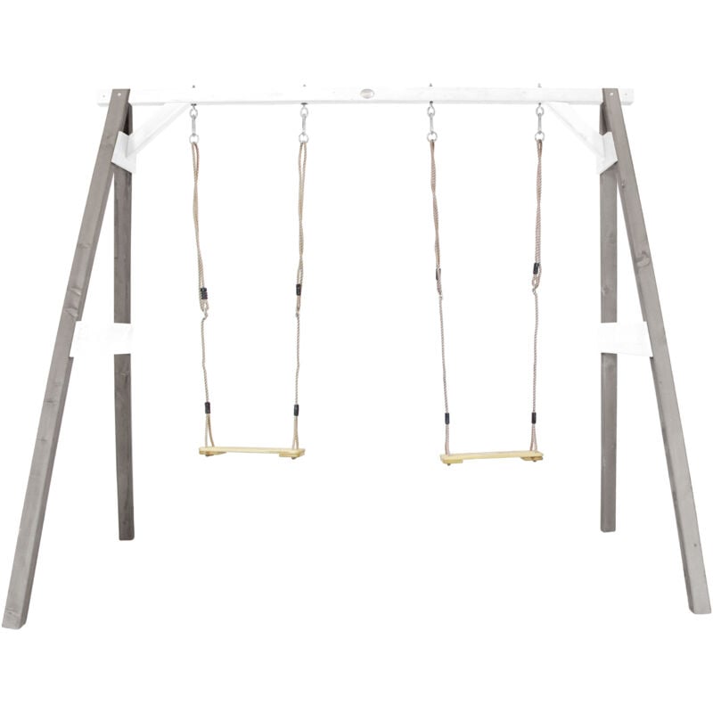 AXI - Portique en Bois fsc Gris / Blanc avec 2 Balançoires Enfant Balançoire pour l'extérieur / le jardin 2 agrès