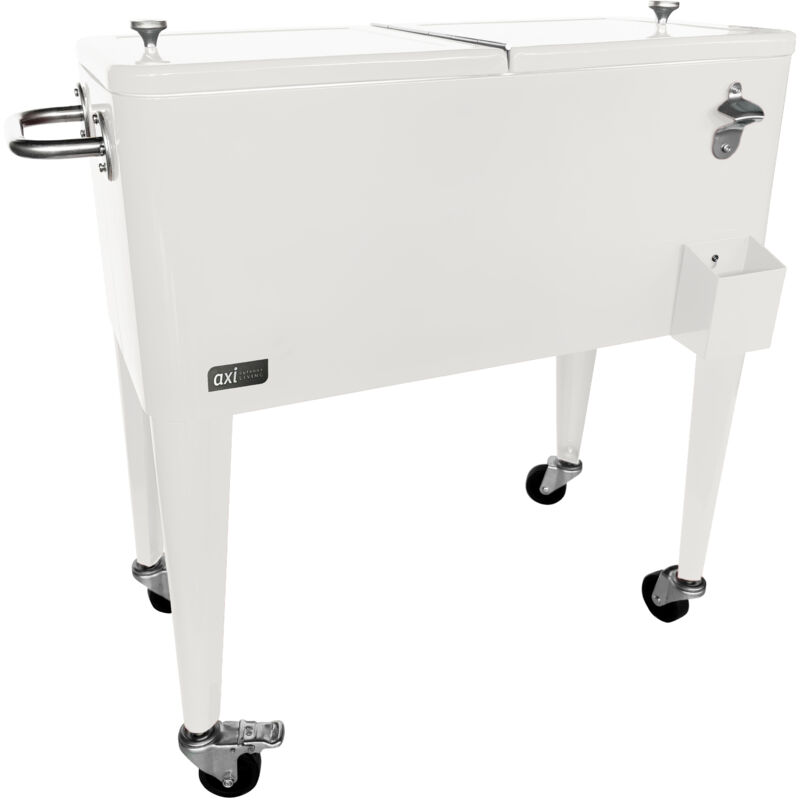 AXI - Retro Cooler Blanc Réfrigérateur de boissons mobile pour l'extérieur / le jardin Glacière 76 litre