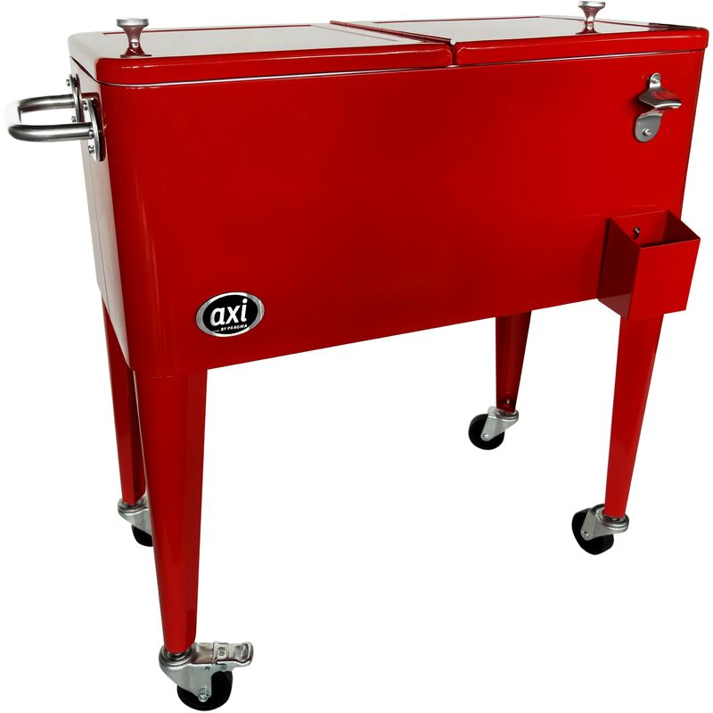 Retro Cooler Rouge Réfrigérateur de boissons mobile pour l'extérieur / le jardin Glacière 76 litre - Rouge - AXI