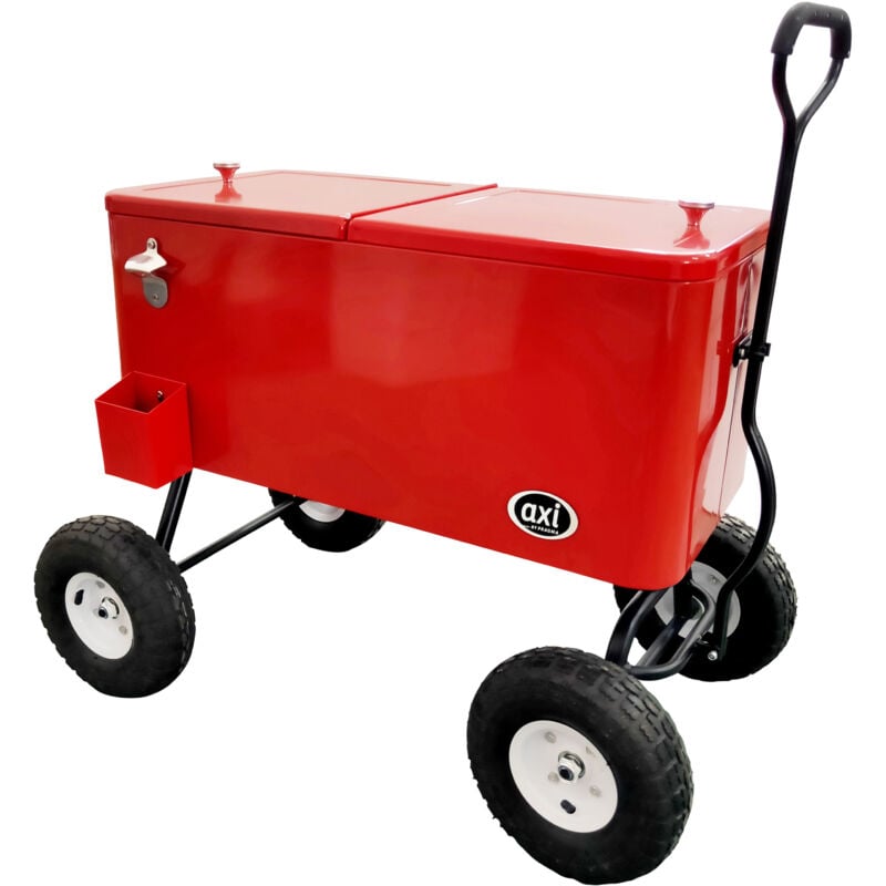 AXI - Retro Cooler Rouge Réfrigérateur de boissons mobile pour l'extérieur / le jardin Glacière 76 litre