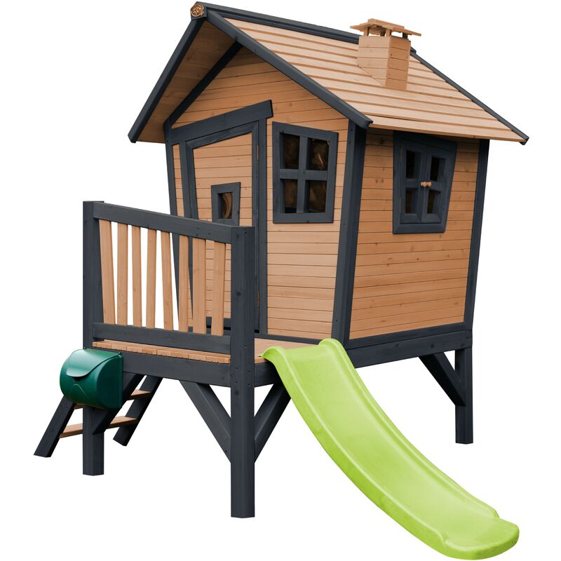 AXI Robin Maison Enfant avec Toboggan Vert clair Aire de Jeux pour l'extérieur en anthracite & marron Maisonnette / Cabane de Jeu en Bois FSC - Gris