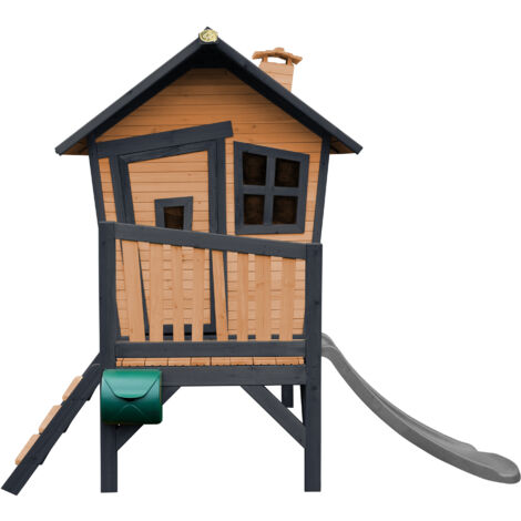 AXI Robin Maison Enfant avec Toboggan Gris Aire de Jeux pour l'extérieur en anthracite & marron Maisonnette / Cabane de Jeu en Bois FSC - Gris