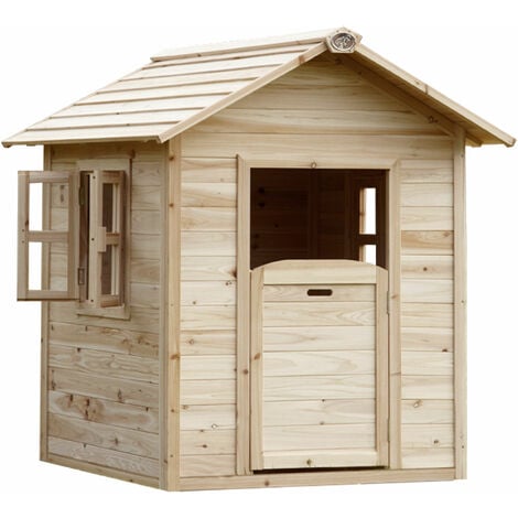 AXI Spielhaus Noa aus FSC Holz Outdoor Kinderspielhaus für den Garten Gartenhaus für Kinder mit Fenstern - Braun