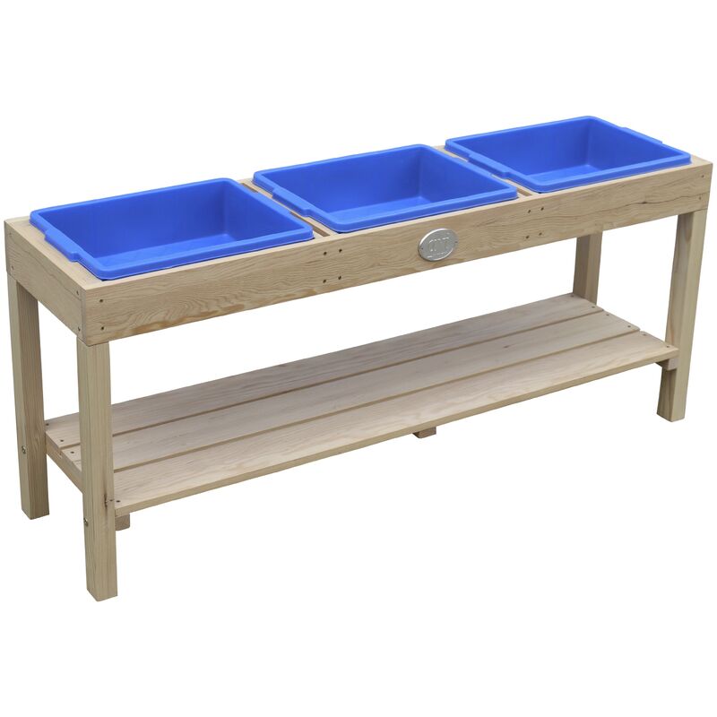 AXI - table à sable et eau en bois Table d'activité avec 3 récipients et une étagère 124 x 50 cm - Brun