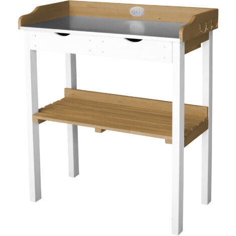 Axi Table De Rempotage Avec 2 Tiroirs En Marron & Blanc  Table De Plantation En Bois Pour L'Exterieur