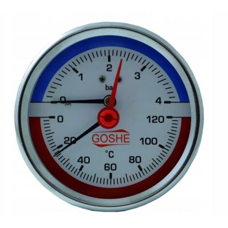 AXIALES THERMOMANOMETER 80MM 0-6 BAR 0-120°C 1/2""