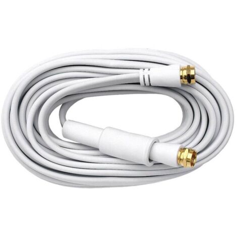 Axing Antenna, SAT Cavo [1x Spina a F - 1x Spina a F] 10.00 m 75 dB contatti connettore dorati Bianco