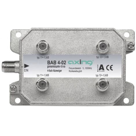 Axing BAB 4-02 Dérivateur TV câble 4 voies 5 - 40 Mhz, 40 - 470 MHz, 470 - 862 MHz, 862 - 1006 MHz