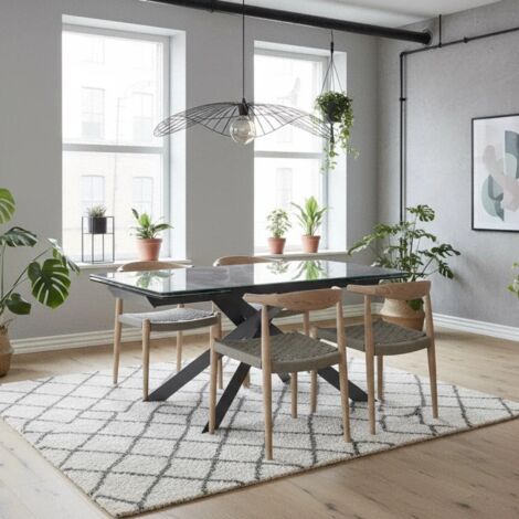 Axis, Tavolo allungabile con top in Ceramica su vetro Marmo grigio (90cm X 160/240cm H. 76cm) Duzzle
