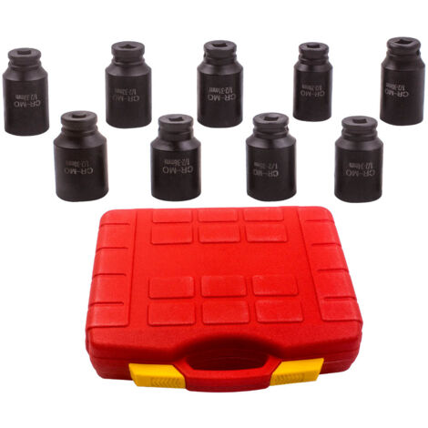 AXLE NUT SOCKET SET 9pc 1/2 inch Deep Drive 293031323334353638mm Impact