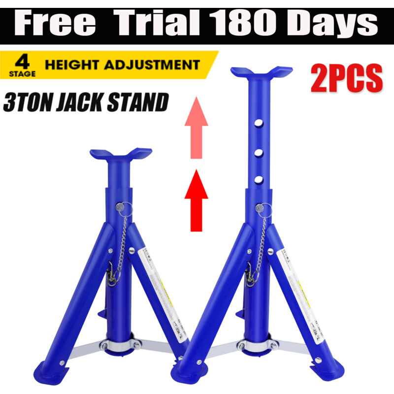 Dayplus - Axle Stand 3 Tonne Ton Foldable Folding Car Jack Heavy Duty Pair Of Stands