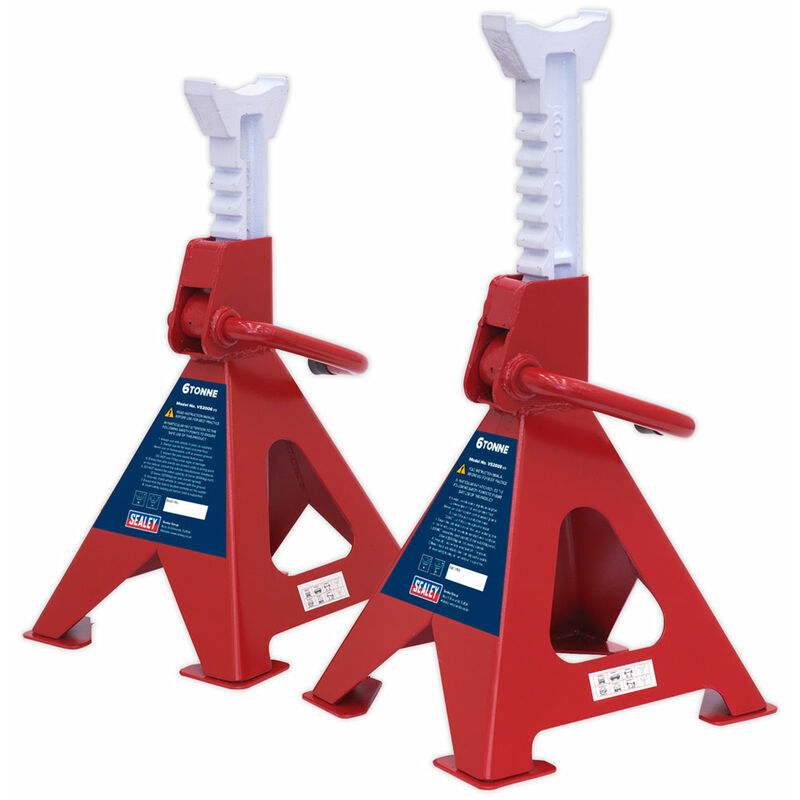 VS2006 Axle Stands 6 tonne Capacity/Stand (12 tonne/Pair) Ratchet Type - Sealey