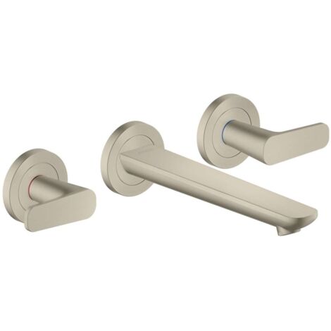 Axor Citterio C - Miscelatore ad incasso per lavabo, con sistema di scarico, montaggio a 3 fori, EcoSmart, nichel spazzolato 49070820
