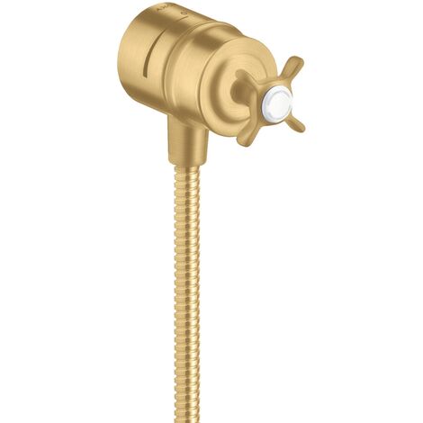 AXOR Montreux Wandanschluss Stop mit Rückflussverhinderer, Absperrventil und Kreuzgriff Brushed Gold Optic, 16882250