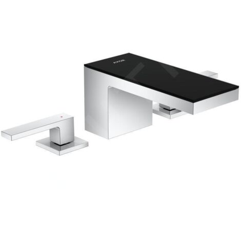 Axor MyEdition - Mitigeur de lavabo, avec garniture de vidage Push-Open, 3 trous, chrome/verre noir 47050600