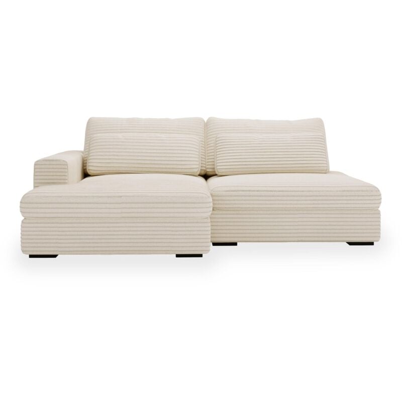 Mobilier Deco - ayda - Canapé d'angle convertible avec coffre en velours gros côtelé beige - Angle gauche