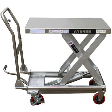 AYERBE - 583920 - Table hydraulique inox à commande manuelle capacité 450 kilos - AY-450-MH INOX