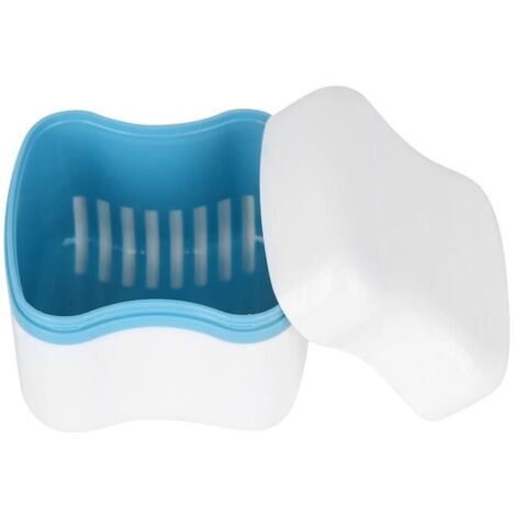 AYNEFY Boîte de prothèse 3 Couleurs Caisse de Stockage de Fausses Dents de Dentier avec Filtre(Bleu)