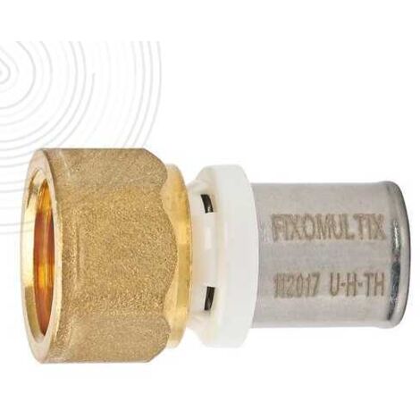 Ayor – Raccord multicouche droit femelle 15/21 303121615 – Ø16-1/2” – Fixation à sertir – Système anti-fuite intégré – Compatible chauffage et eau