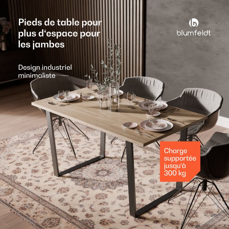 Blumfeldt - Ayr Table a Manger, Table Salle à Manger 4 à 6 Places, Table a Manger en Bois au Style Scandinave avec Pieds en Métal, Table a Manger 6