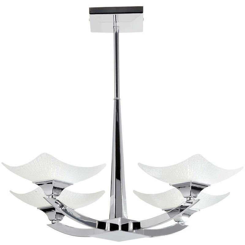 Endon Ayres - 4 Light Semi Flush Multi Arm Ceiling Light Chrome, Savon Effect Glass, G9