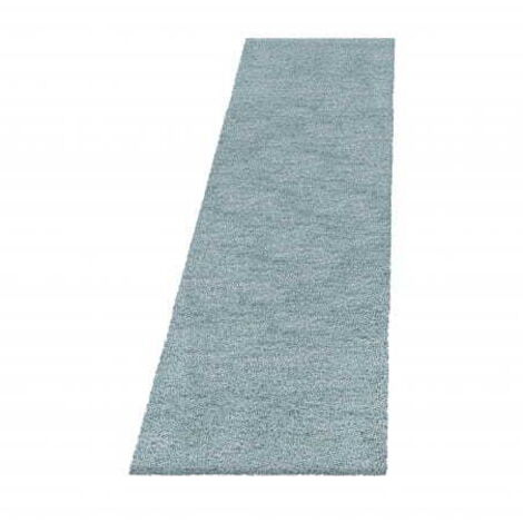 Ayyildiz  Tapis à poils longs Shaggy - Ultra doux et moelleux - Chambre à coucher - bleu - 80x250 cm