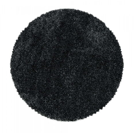 Ayyildiz  Tapis à poils longs Shaggy - Ultra doux et moelleux - Chambre à coucher - noir  - 160x160 cm