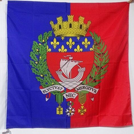AZ FLAG Bandiera Parigi con Stemma 90x90cm - Bandiera di Parigi con Blasone - Francia 90 x 90 cm Foro per Asta