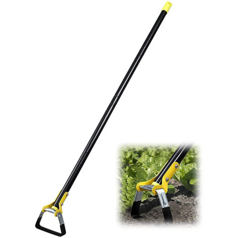 Azada de jardinería - Azada para desherbar, mango largo, resistente - Azada con anillos ajustables, 4 secciones, 1,6 m, color negro.