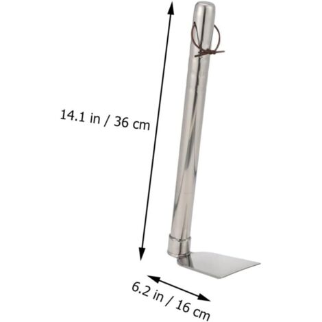 Azada y herramienta deshierbadora portátil para jardín, de 38,5 cm, de acero inoxidable, ligera y ergonómica, apta para uso doméstico y en exteriores.