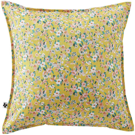 AZALÉE - Coussin 45x45 Déhoussable Tissu Déperlant Moif Fleuri