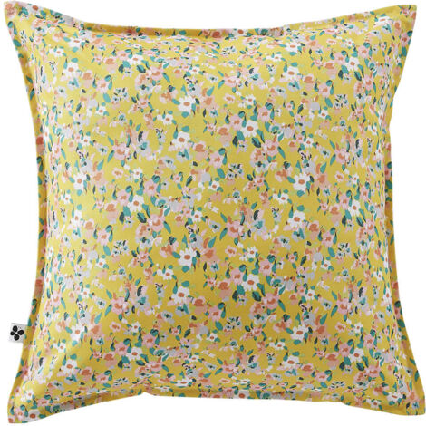 AZALÉE - Coussin 60x60 Déhoussable Tissu Déperlant Motif Fleuri