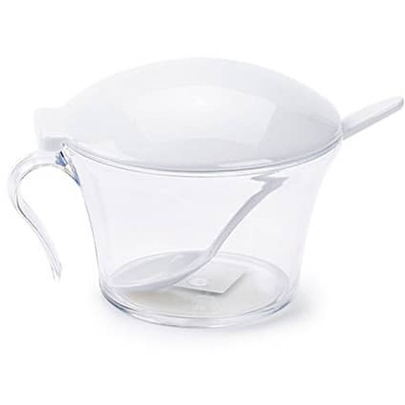 

Azucarero de cocina de plastico con tapa y cuchara Blanco
