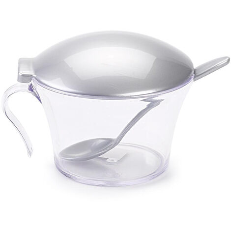 Azucarero de cocina de plastico con tapa y cuchara Gris