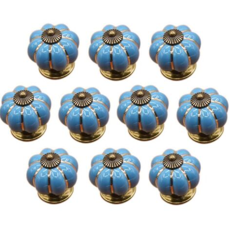 (Azul) 10 pomos de cerámica para cajones de muebles, para cajones y armarios de cocina