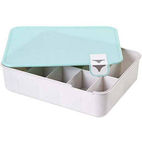 (Azul) Caja de zapatos de plástico, ropa interior, calcetines, tapa de estante apilable, tapa de caja de almacenamiento multifuncional