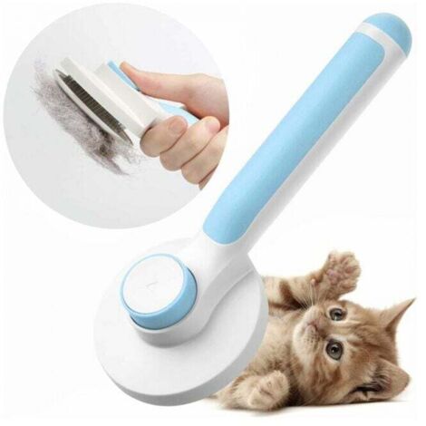 (Azul) Cepillo para perros, cepillo autolimpiante para pelo muerto de gatos, perros con pelaje largo y corto, para eliminar eficazmente hasta el 95% del pelo muerto y los enredos de la capa interna es