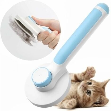 (Azul) Cepillo para perros y gatos, cepillo de pelo muerto autolimpiante para gatos y perros con pelo largo y corto para eliminar eficazmente el pelo muerto y el pelo tomentoso enredos muertos