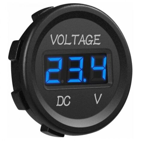 (Azul) Voltímetro de 12-24 V CC Pantalla LED digital impermeable para barco motocicleta camión marino