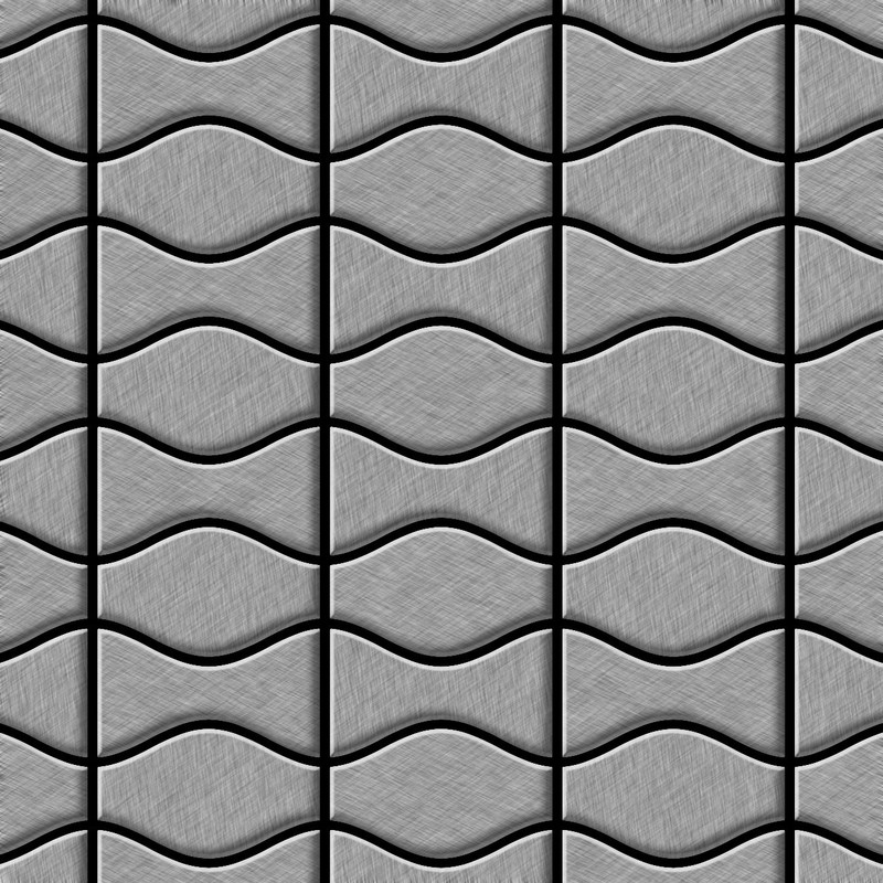 

Azulejo mosaico de metal sólido Acero inoxidable Marine cepillado gris 1,6 mm de grosor ALLOY Kismet & Karma-S-S-MB diseñado por Karim Rashid 0,86 m2