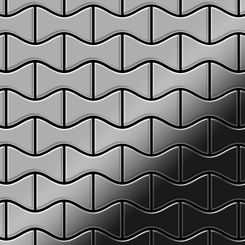 

Azulejo mosaico de metal sólido Acero inoxidable pulido espejo gris 1,6 mm de grosor ALLOY Kismet-S-S-M diseñado por Karim Rashid 0,86 m2