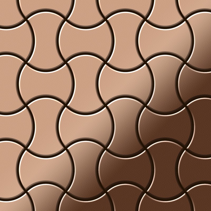 

Azulejo mosaico de metal sólido Cobre laminado cobre 1,6 mm de grosor ALLOY Infinit-CM diseñado por Karim Rashid 0,91 m2