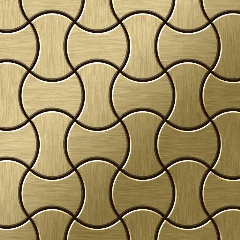 

Azulejo mosaico de metal sólido Titanio Gold cepillado oro 1,6 mm de grosor ALLOY Infinit-Ti-GB diseñado por Karim Rashid 0,91 m2