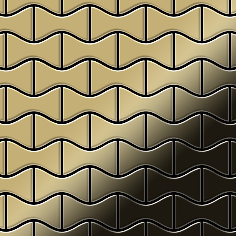 

Azulejo mosaico de metal sólido Titanio Gold espejo oro 1,6 mm de grosor ALLOY Kismet-Ti-GM diseñado por Karim Rashid 0,86 m2