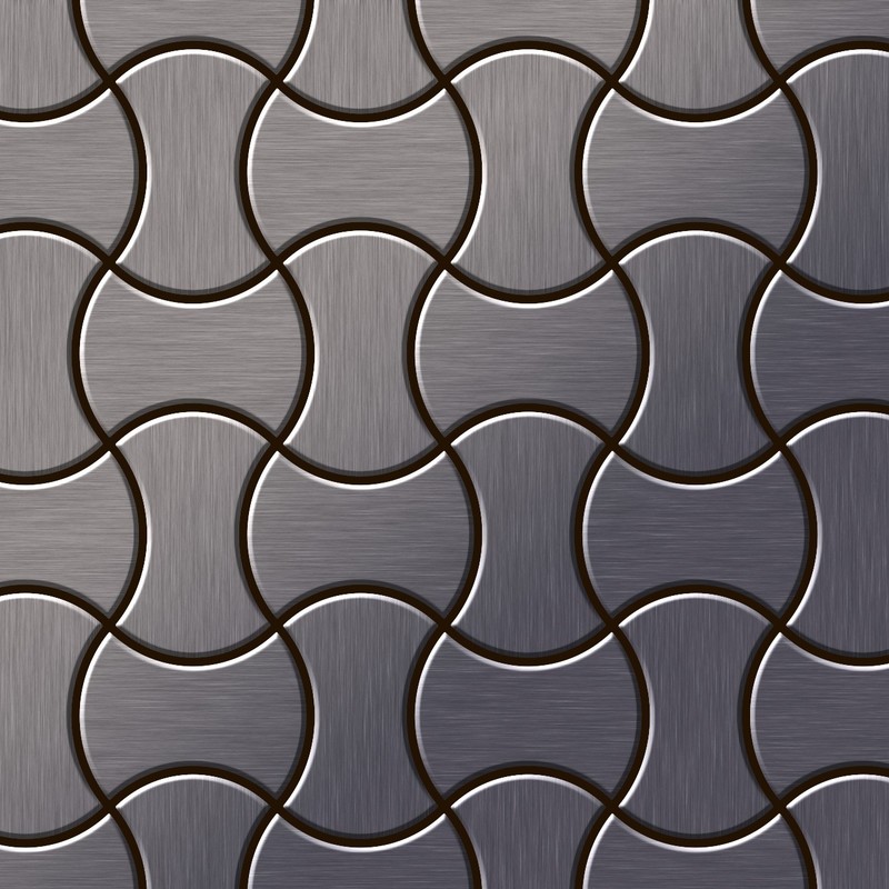 

Azulejo mosaico de metal sólido Titanio Smoke cepillado gris oscuro 1,6 mm de grosor ALLOY Infinit-Ti-SB diseñado por Karim Rashid 0,91 m2