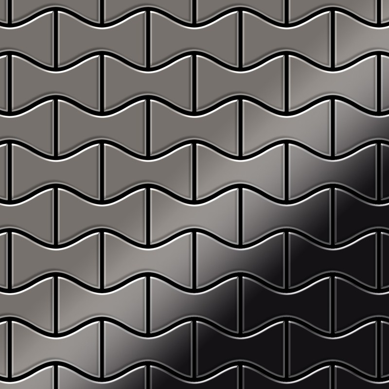 

Azulejo mosaico de metal sólido Titanio Smoke espejo gris oscuro 1,6 mm de grosor ALLOY Kismet-Ti-SM diseñado por Karim Rashid 0,86 m2