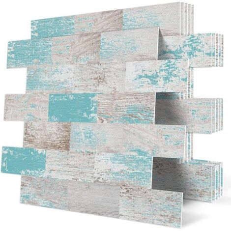 Azulejos autoadhesivos de PVC para pared, ideales para cocina y baño: 10 piezas azules de 30,5 x 30,5 cm, fáciles de instalar y duraderos.