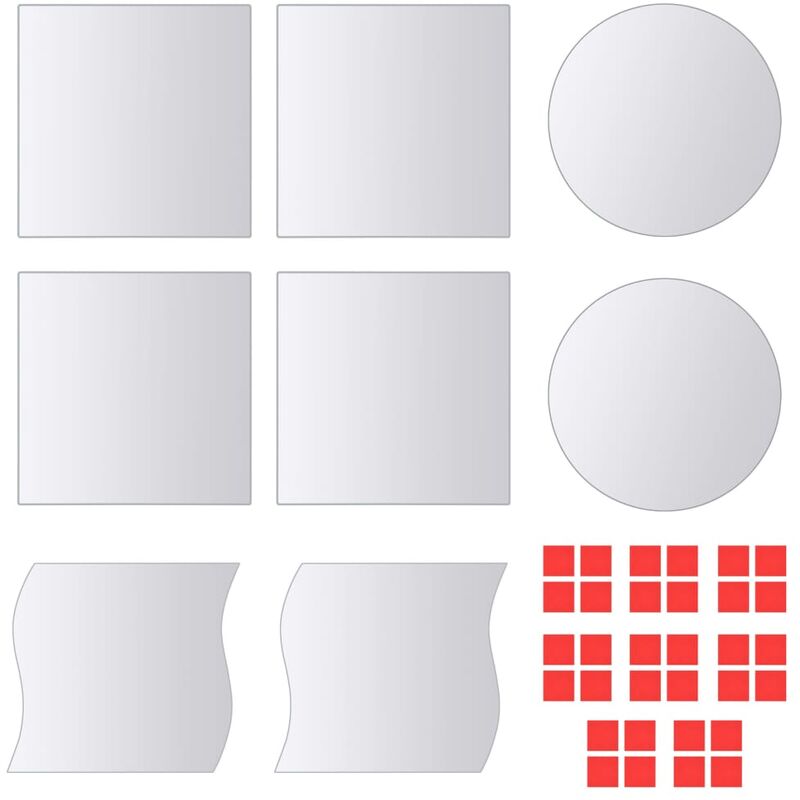 

Azulejos de espejo de diversas formas vidrio 16 unidades - Plateado